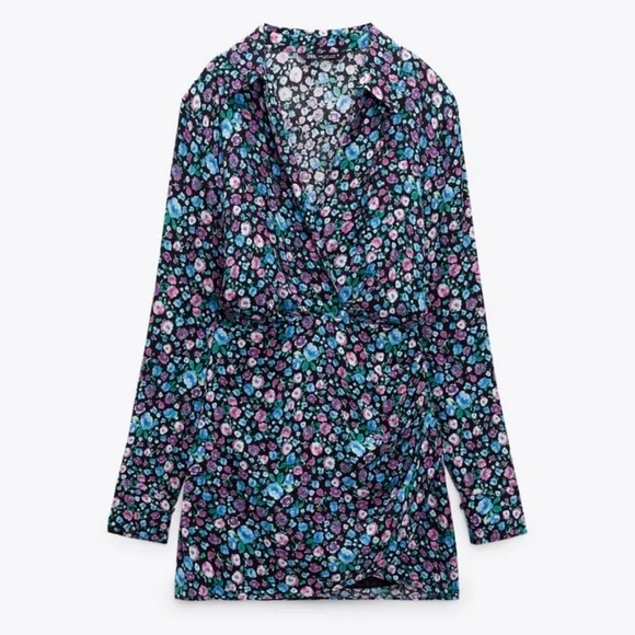 Zara Floral Short Satin Dress - Picture 4 of 10